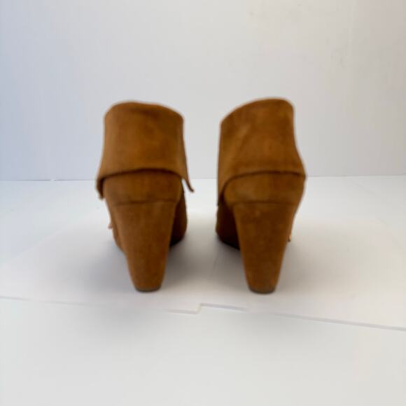 Michael Michael Kors Brown Lace Up Suede Leather Wedge Heel Booties Minimal 9M - Picture 3 of 10